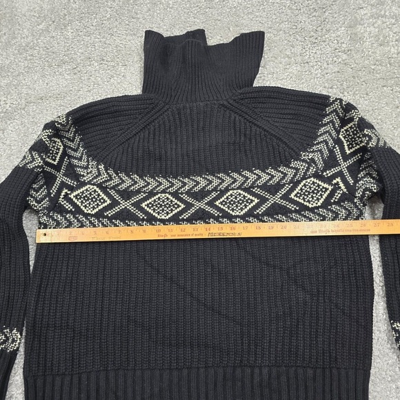 Banana Republic Sweater Mens XL Black Arran Fair Isle Wool Blend Chunky - Picture 9 of 12